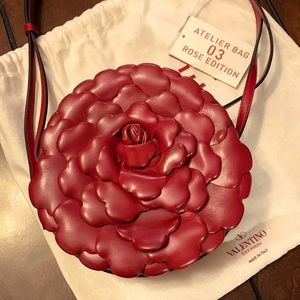 Valentino Garavani Atelier 03 Rose Edition Red Leather Shoulder Bag Crossbody